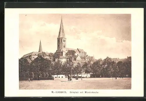 AK M. Gladbach, Geoplatz mit Münsterkirche