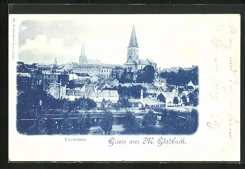 AK M. Gladbach, Panorama mit Kirchen