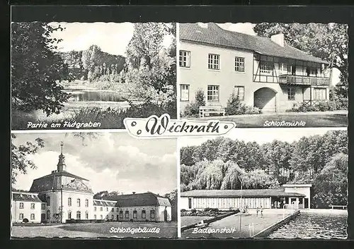 AK Wickrath, Schloss, Badeanstalt, Partie am Flutgraben