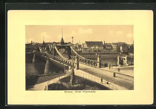 Passepartout-AK Bremen, Grosse Weserbrücke
