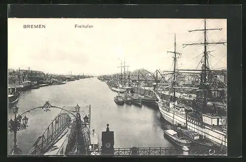 AK Bremen, Blick über den Freihafen