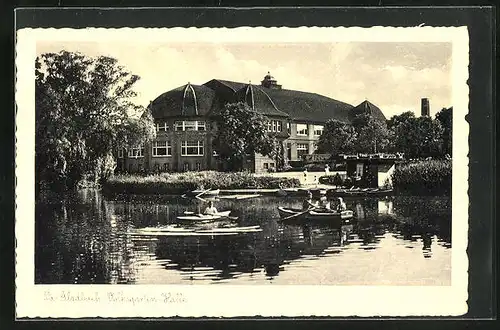 AK Mönchengladbach, Volksgarten-Halle und Ruderboote