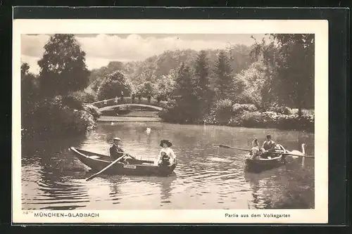 AK Mönchengladbach, Partie aus dem Volksgarten, Ruderboote