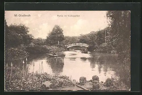 AK Mönchengladbach, Volksgarten, Ruderboote auf dem Teich