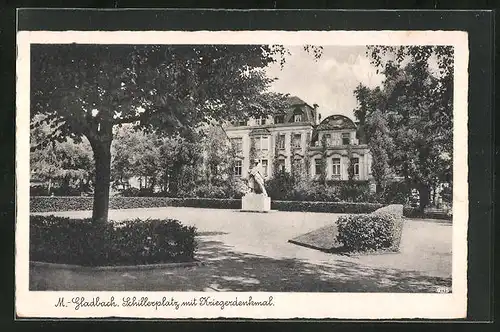 AK Mönchengladbach, Schillerplatz mit Kriegerdenkmal