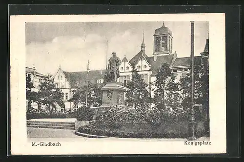 AK Mönchengladbach, Königsplatz mit Bismarckdenkmal