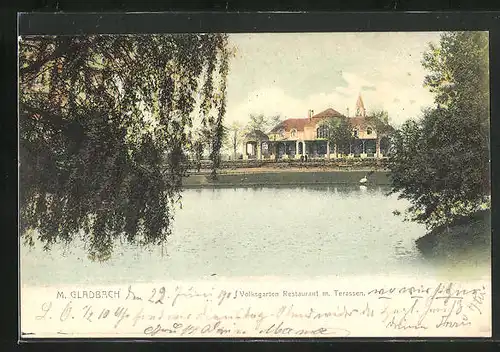 AK Mönchengladbach, Volksgarten-Restaurant mit Terrassen