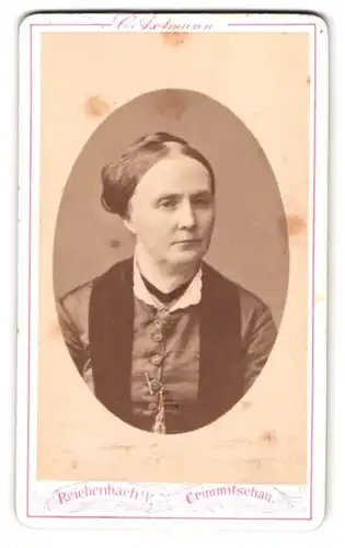 Fotografie C. Axtmann, Reichenbach i /V., Portrait bürgerliche Dame mit Hochsteckfrisur