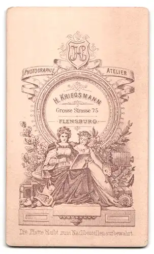Fotografie H. Kriegsmann, Flensburg, Grosse Strasse 75, Portrait bürgerlicher Herr mit Oberlippenbart
