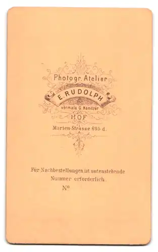 Fotografie E. Rudolph, Hof, Marien-Strasse 695, bürgerliche Dame mit toupierten Haaren