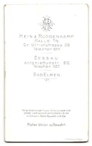 Fotografie Hein & Roggenkamp, Halle a. S., Gr. Ullrichstrasse 36, junge Konfirmandin in weissem Kleid