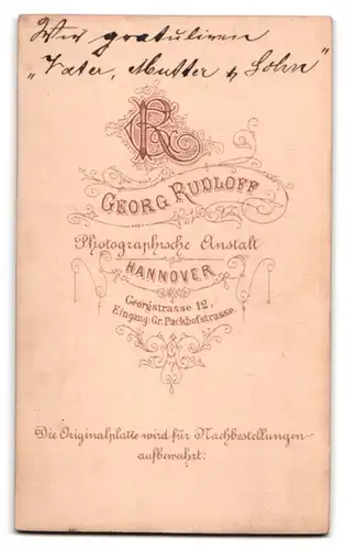 Fotografie Georg Rudloff, Hannover, Georgstrasse 12, stolze Mutter mit ihrem Spross