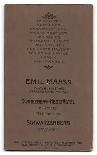 Fotografie Emil Maass, Schneeberg, Postplatz, Portrait kleines Mädchen im Kleid mit Ohrringen