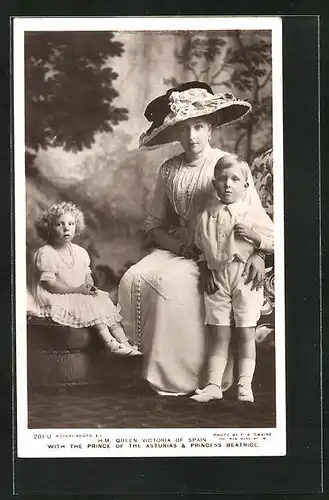 AK H. M. Queen Victoria of Spain with the Prince of the Asturias & Princess Beatrice