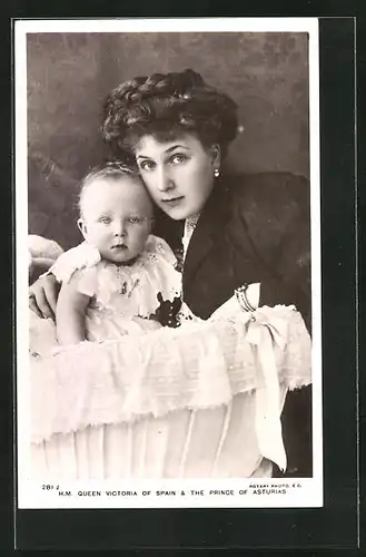 AK H. M. Queen Victoria of Spain & the Prince of the Asturias
