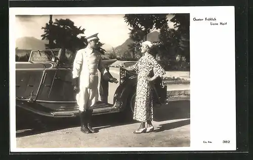 AK Schauspielerin Liane Haid und Schauspieler Gustav Fröhlich am Filmset