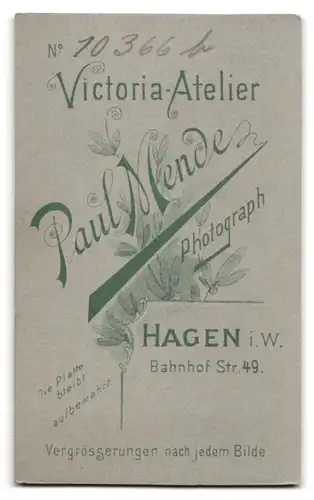Fotografie Paul Mende, Hagen i. W., Bahnhofstr. 49, Portrait Mädchen wohl gekleidet