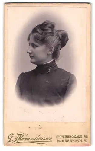 Fotografie G. Alexandersen, Kjöbenhavn, Vesterbrogade 46, junge dänische Dame im Profil