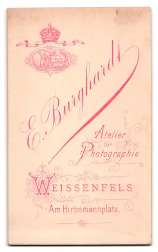 Fotografie E. Burghardt, Weissenfels, Am Hirsemannplatz, Portrait Kleinkind im Spitzenkleidchen