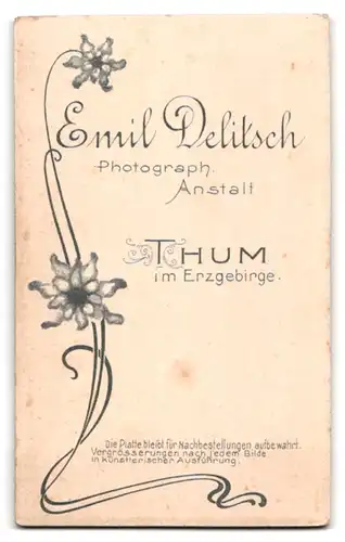 Fotografie Emil Delitsch, Thum i. E., Portrait Junge Frau mit Kette in elegantem Kleid