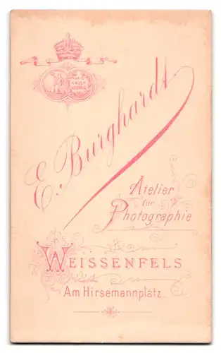 Fotografie E. Burghardt, Weissenfels, Hirsemannplatz, Niedliches Baby in weissem Kleidchen