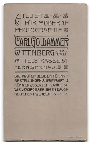 Fotografie Carl Goldammer, Wittenberg, Mittelstrasse 51, Portrait Kleinkind im Kleidchen