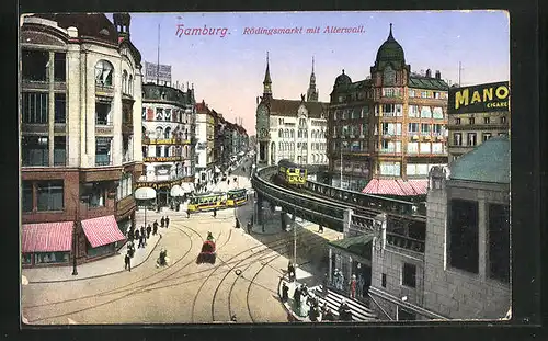 AK Hamburg, Rödingsmarkt mit Alterwall