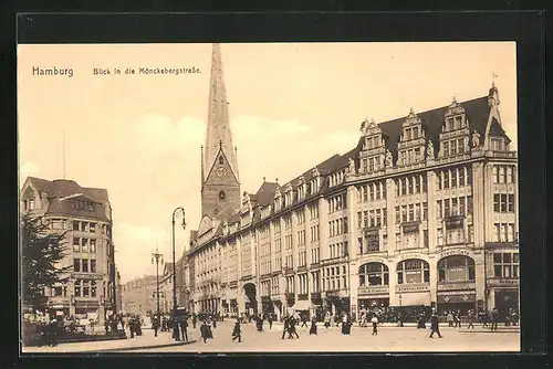 AK Hamburg, Blick in die Mönckebergstrasse