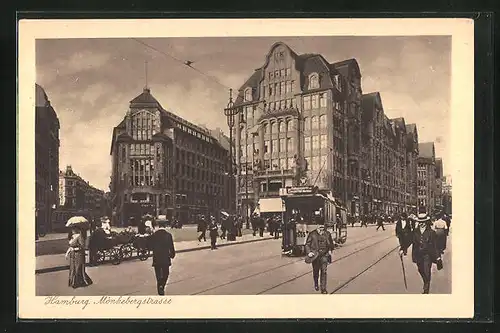 AK Hamburg, Mönkebergstrasse, Strassenbahn