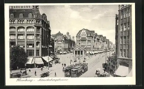 AK Hamburg, Mönckebergstrasse, Strassenbahn