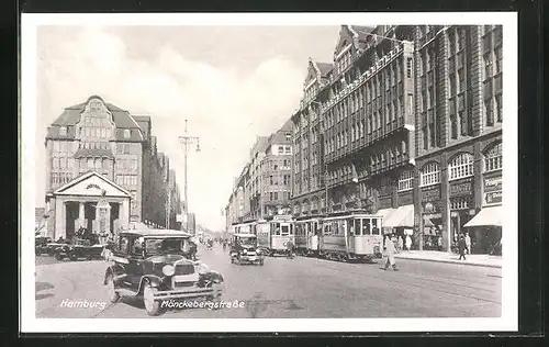 AK Hamburg, Mönckebergstrasse, Strassenbahn