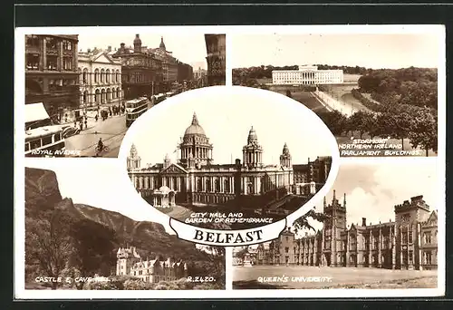 AK Belfast, City Hall and Garden of Remembrance, Royal Avenue, Castle & Cave Hill