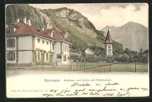 AK Meyringen, Amtshaus und Kirche mit Plattenstock