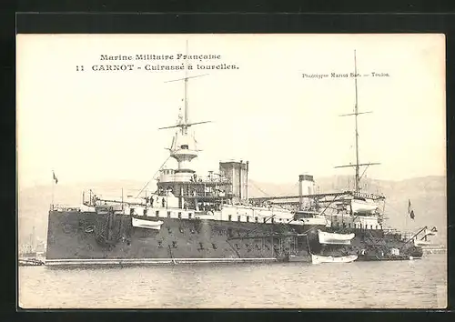 AK Kriegsschiff Carnot vor der Küste