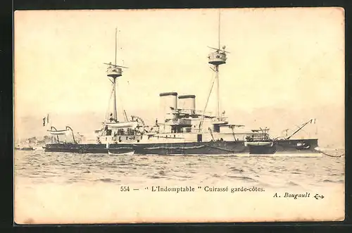 AK Kriegsschiff L`Indomptable vor der Küste