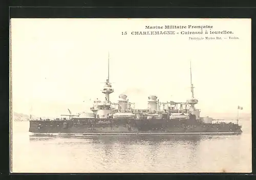 AK Kriegsschiff Charlemagne in Fahrt