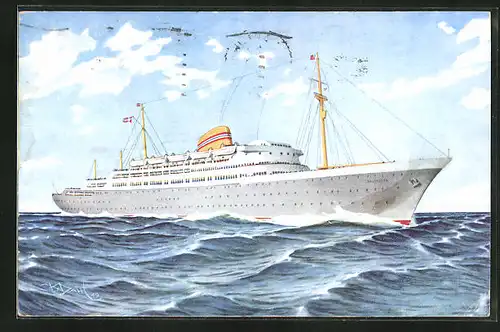 Künstler-AK Passagierschiff MS Oslofjord, Norwegian America Line
