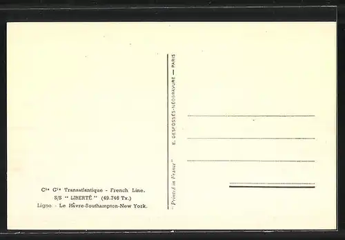 AK Passagierschiff SS Liberte, French Line