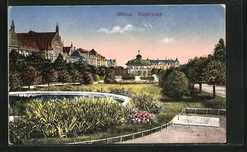 AK Hamburg-Altona, Kaiserpark mit Teich