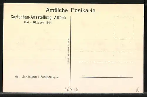 AK Hamburg-Altona, Gartenbau-Ausstellung 1914, Sondergarten Friese-Reppin