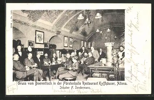 AK Hamburg-Altona, Restaurant Kyffhäuser, Boerentisch in der Fürstenhalle