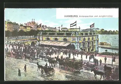 AK Hamburg-Neustadt, Alsterpavillon und Jungfernstieg