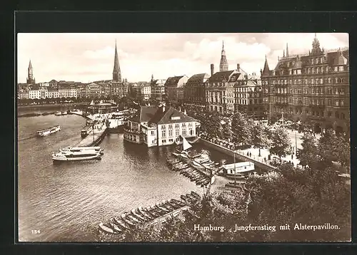 AK Hamburg-Neustadt, Jungfernstieg mit Alsterpavillon