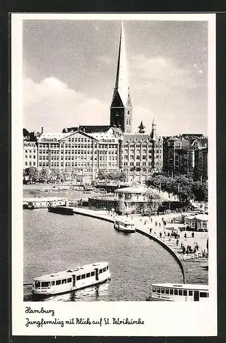 AK Hamburg-Neustadt, Jungfernstieg mit Blick auf St. Petrikirche