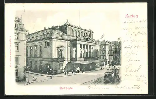 AK Hamburg-Neustadt, Strassenbahn am Stadttheater