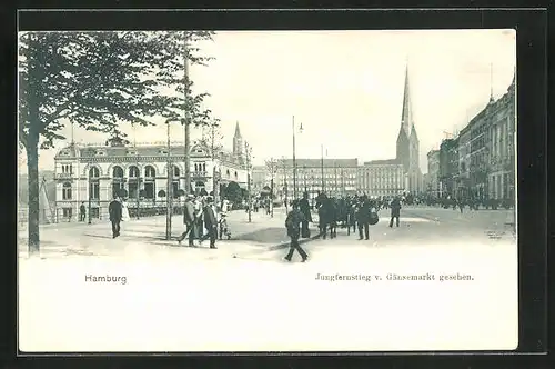 AK Hamburg-Neustadt, Jungfernstieg vom Gänsemarkt gesehen