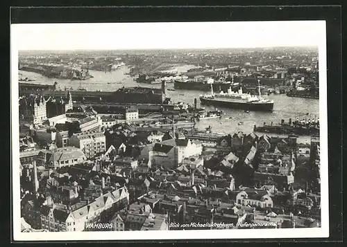 AK Hamburg-Neustadt, Blick vom Michaeliskirchturm, Hafenpanorama