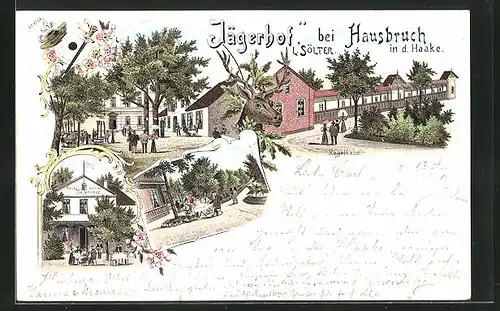 Lithographie Hamburg-Hausbruch, Gasthaus Jägerhof von L. Sölter