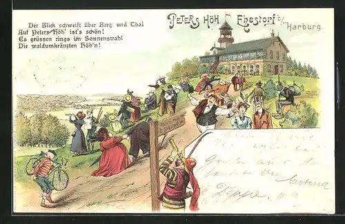 Lithographie Hamburg-Ehestorf, Gasthaus Peters Höh
