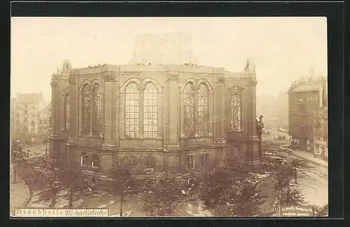 AK Hamburg-Neustadt, Brandstelle der Michaeliskirche